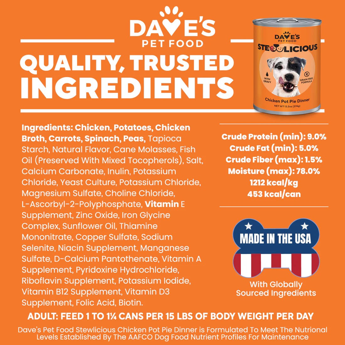 Dave's Stewlicious Chicken Pot Pie Wet Dog Food (13.2oz) - Majestic Pet Kingdom