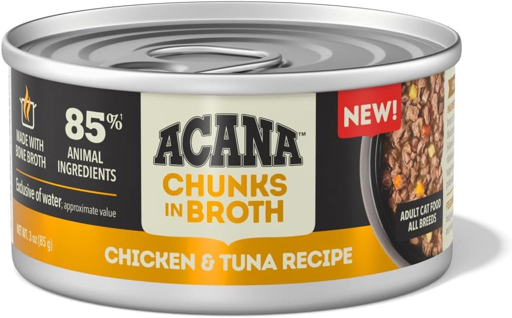 Acana Grain Free Chunks in Broth Chicken & Tuna Wet Cat Food (3oz) - Majestic Pet Kingdom