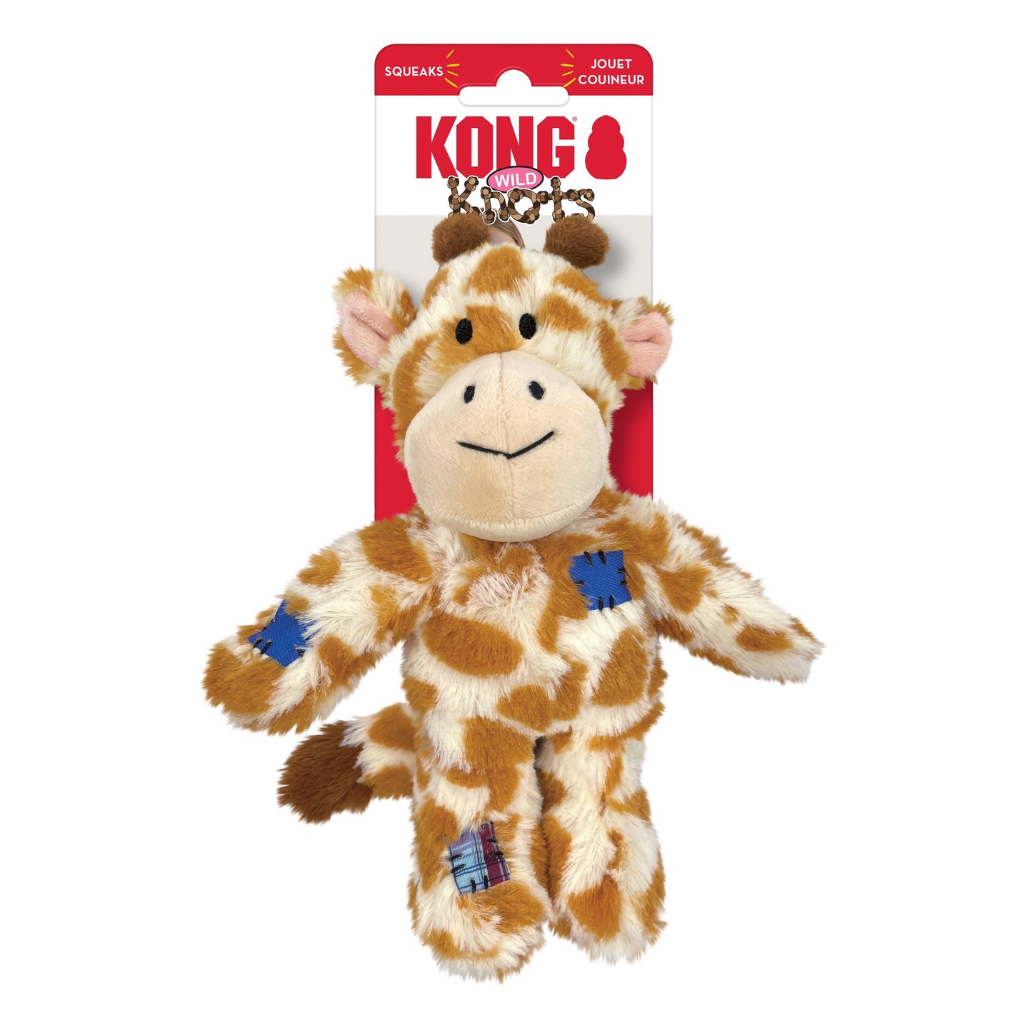 Dog Plush Toy KONG Wild Knots Giraffe Internal Rope Squeaker