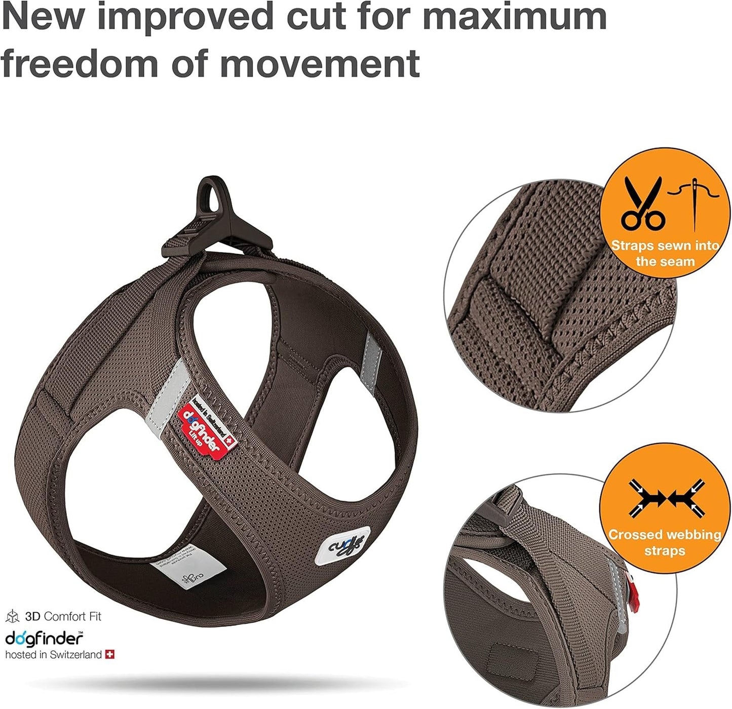 Dog Harness Curli Air Mesh Clasp Brown Breathable Step-In