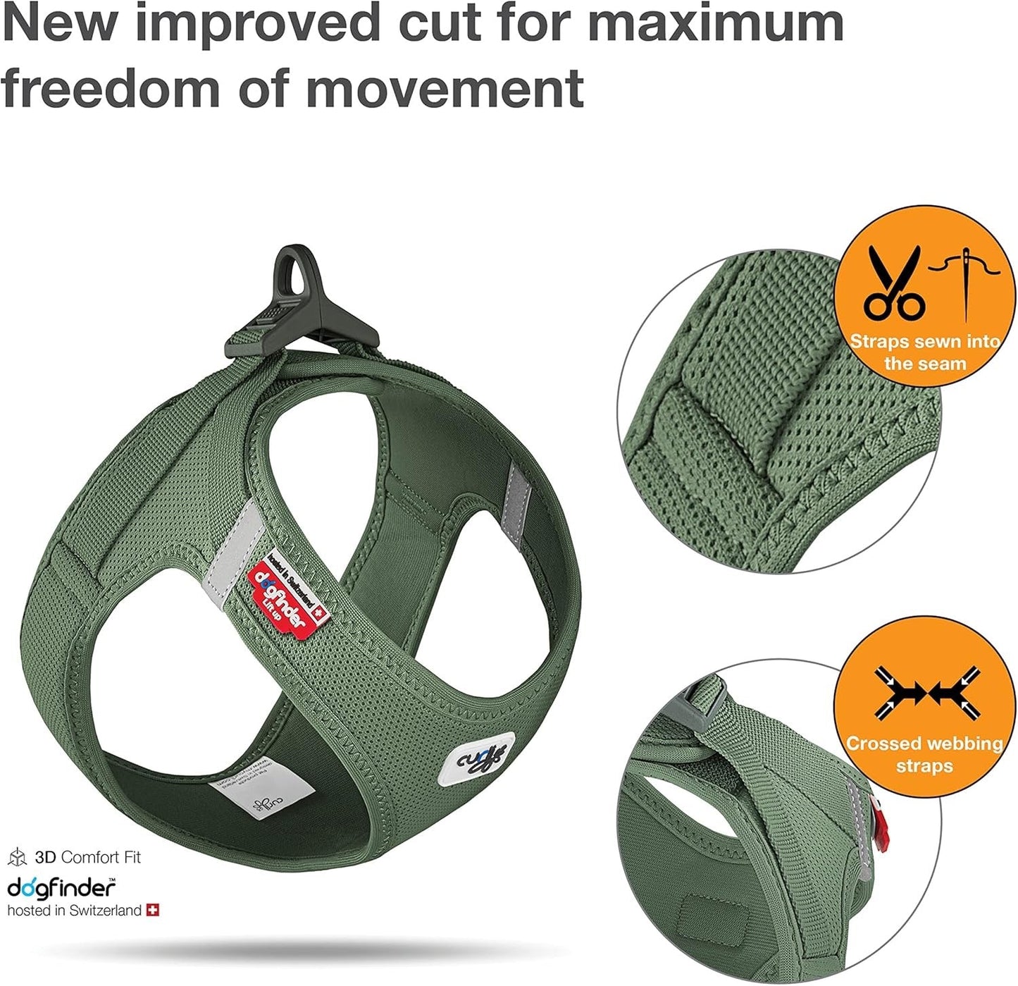 Dog Harness Curli Air Mesh Clasp Moss Green Step-In Vest