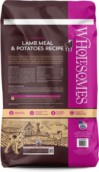 Dog Food Wholesomes Grain Free Lamb & Potato Dry Kibble 35lb