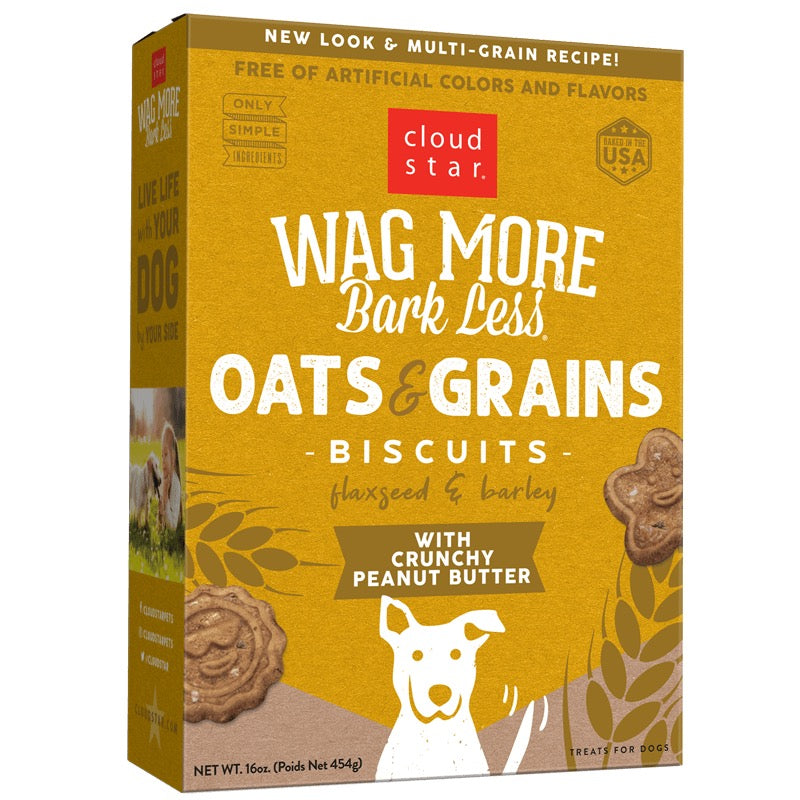 Dog Treats Wagmore Peanut Butter Oats Crunchy Biscuits 16oz