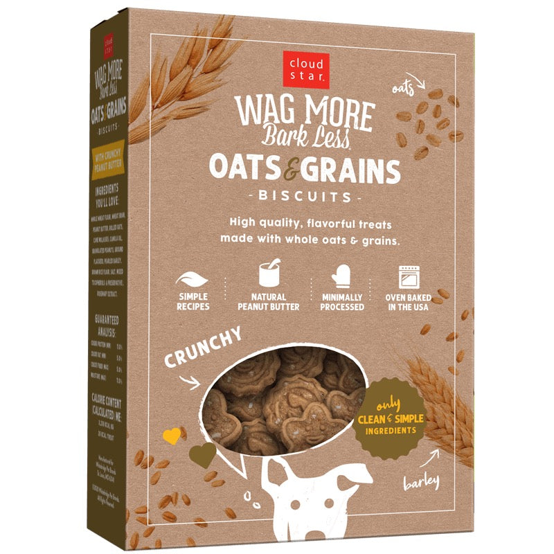 Dog Treats Wagmore Peanut Butter Oats Crunchy Biscuits 16oz