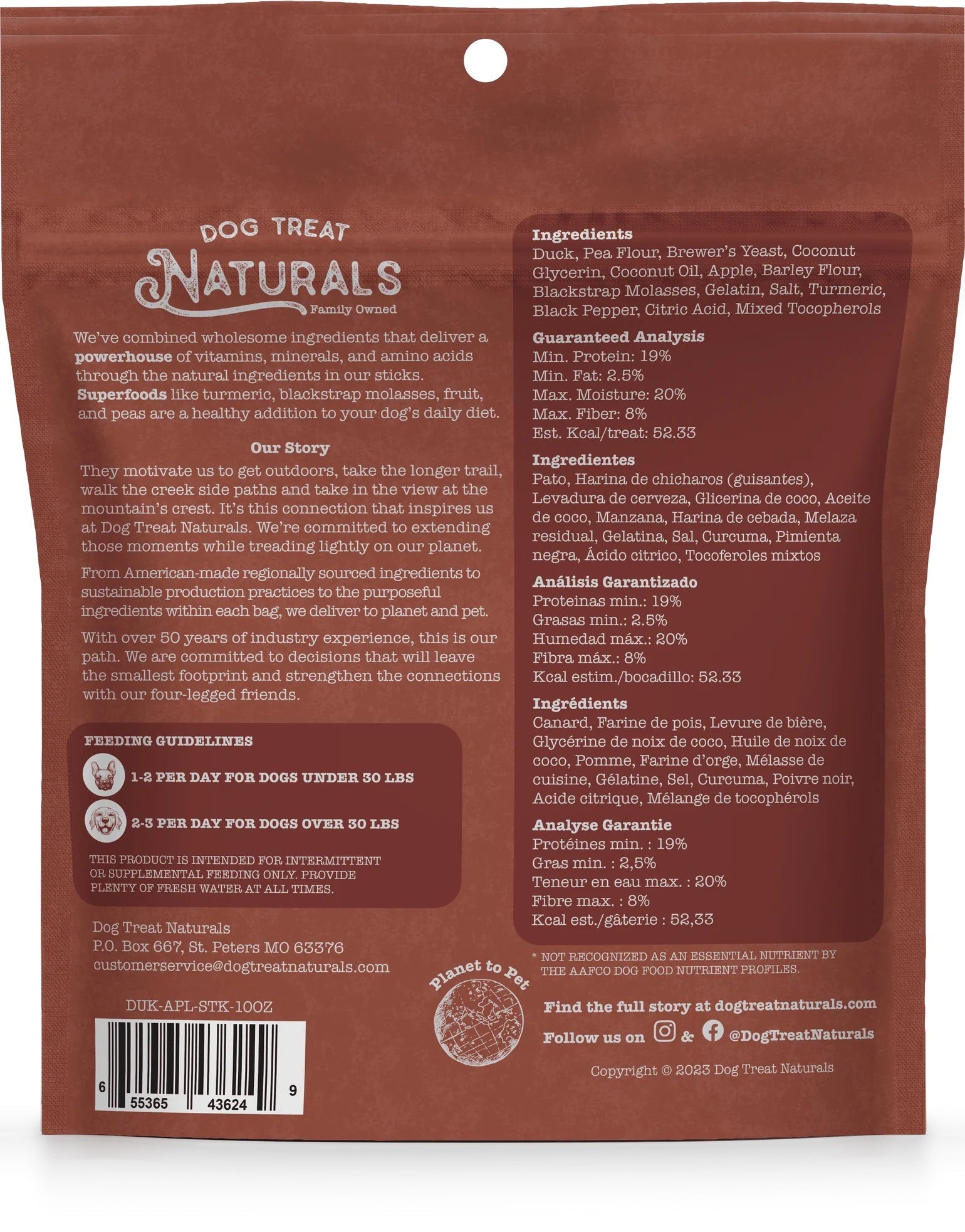 Dog Treat Naturals Superfood Sticks, Duck & Apple Dog Treats (10oz)