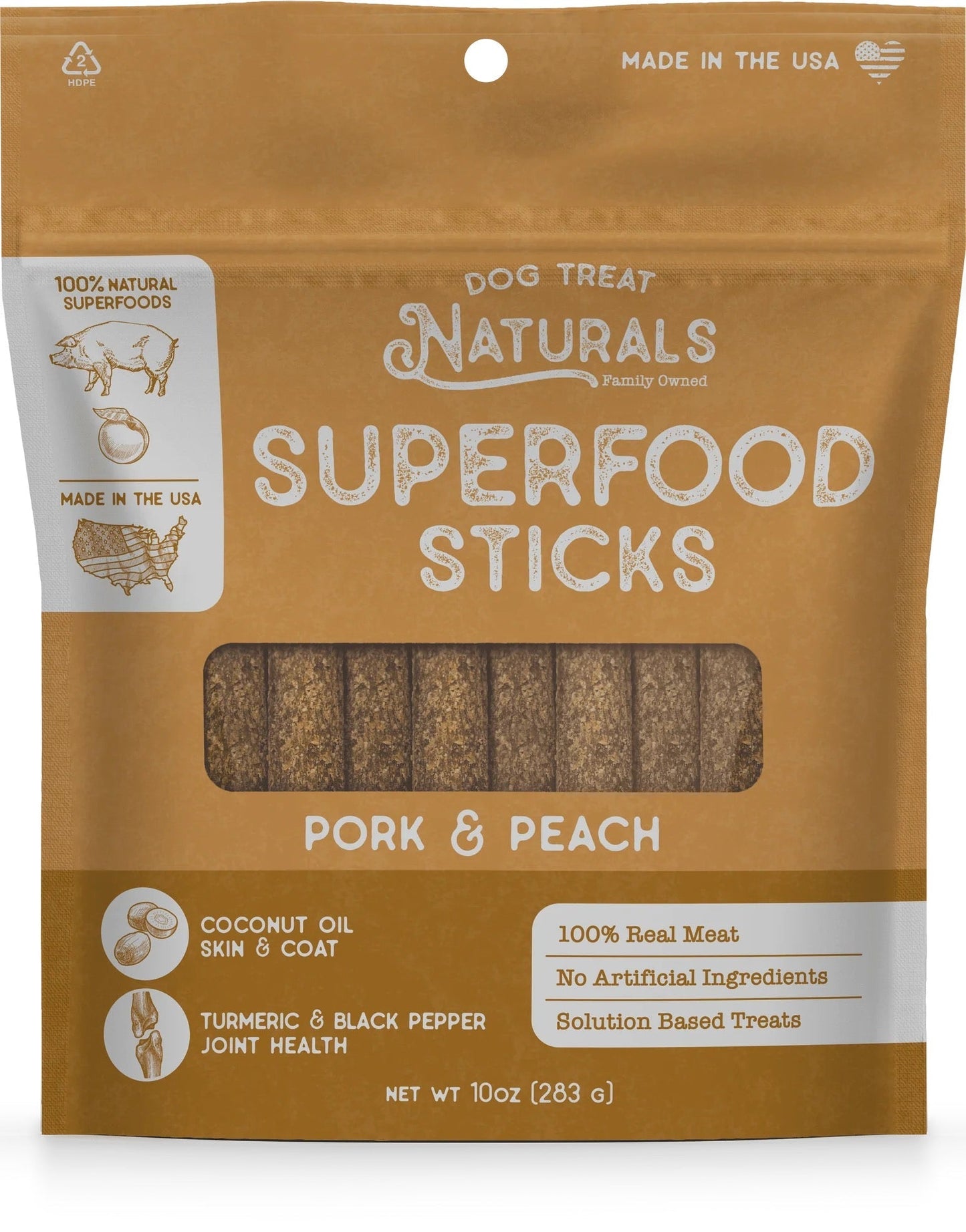 Dog Treats Naturals Superfood Pork and Peach Chews 10oz Bag