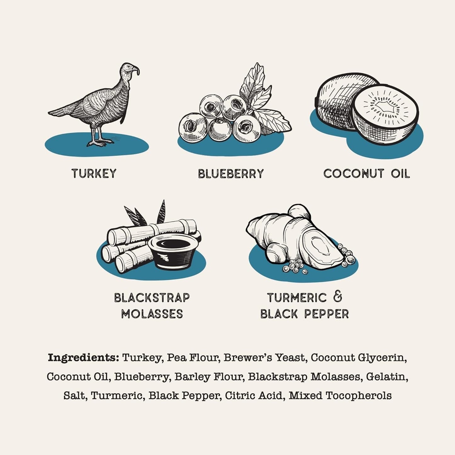 Dog Treats Naturals Superfood Turkey Blueberry Chews 10oz - Detail Angle 3 | Majestic Pet Kingdom