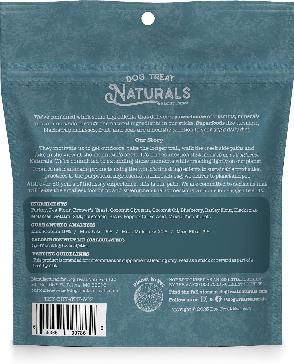 Dog Treats Naturals Superfood Turkey Blueberry Chews 10oz