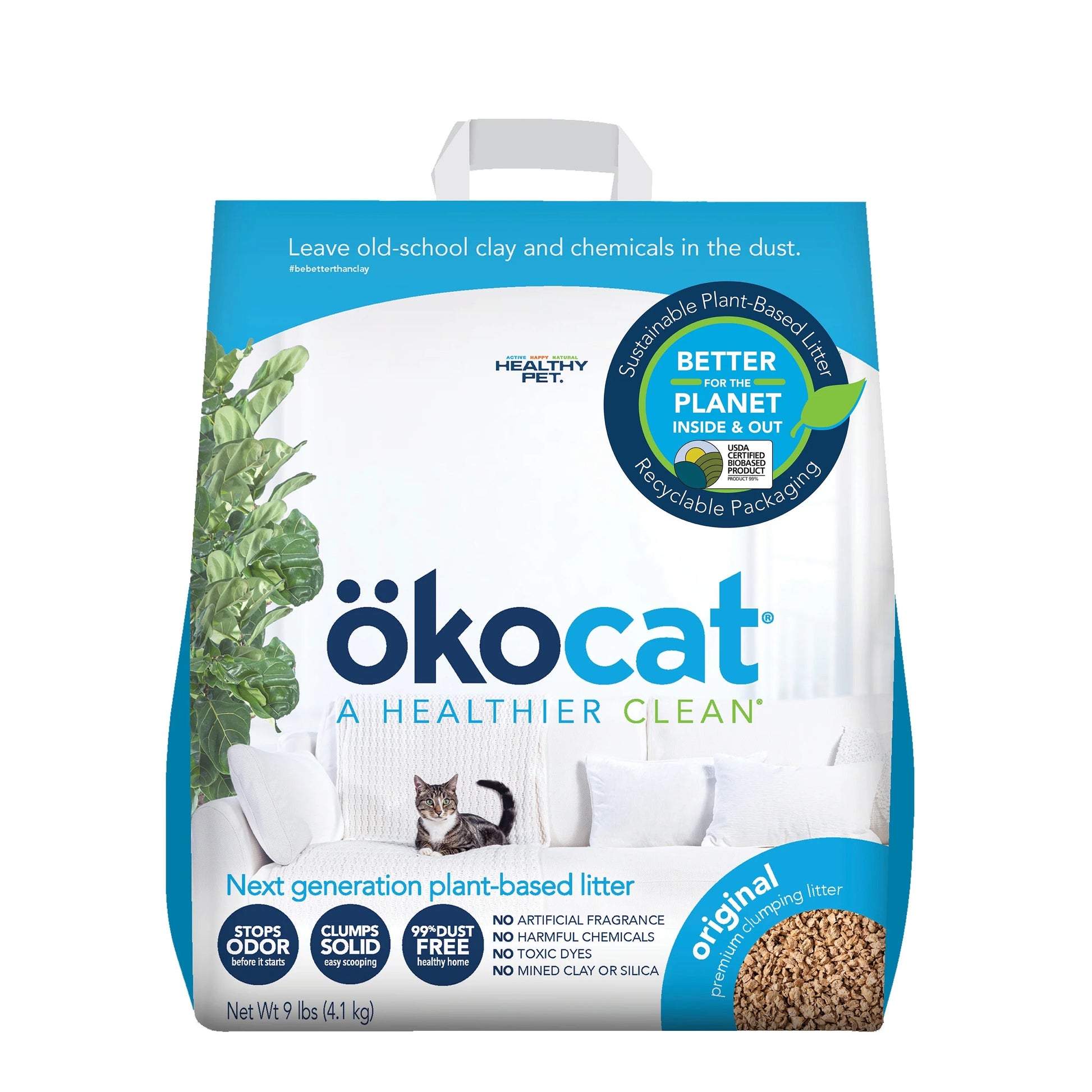 Cat Litter Okocat Original Premium Clumping Wood Fiber Litter - Main Feature View | Majestic Pet Kingdom