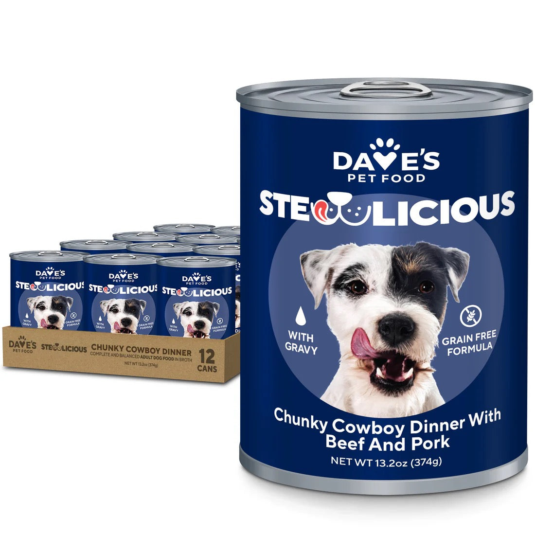 Dave's Stewlicious Cowboy Dinner w/ Beef & Pork Wet Dog Food (13.2oz) - Majestic Pet Kingdom