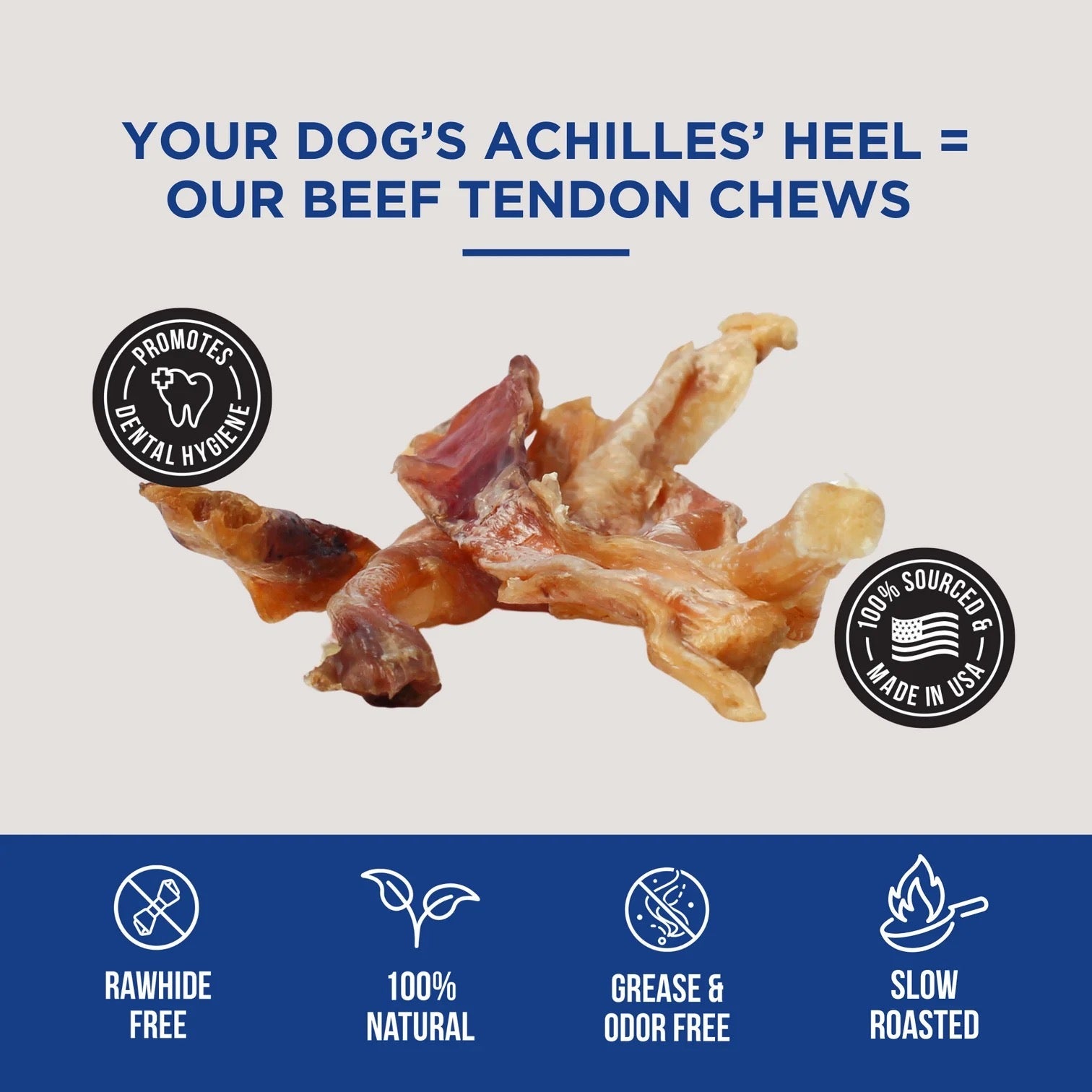 Dog Chews Natural Rapport Beef Tendon Dental Treats 5-Pack - Detail Angle 4 | Majestic Pet Kingdom