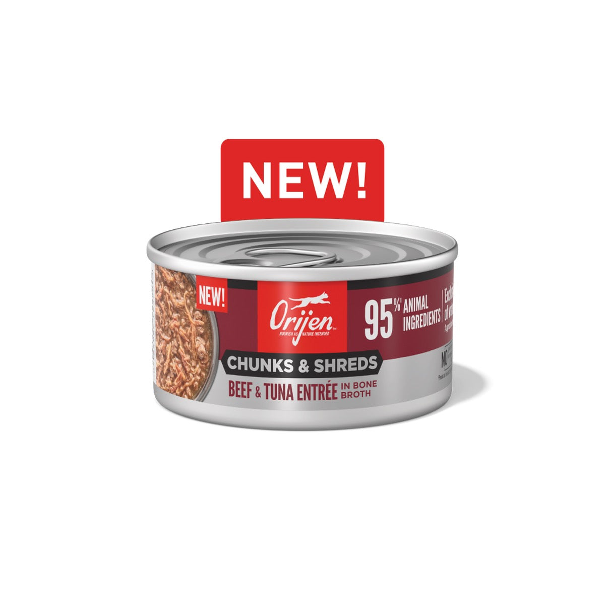 Orijen Grain Free Chunks & Shreds Beef & Tuna Wet Cat Food (3oz) - Majestic Pet Kingdom