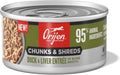 Orijen Grain Free Chunks & Shreds, Duck & Liver Wet Cat Food (3oz) - Majestic Pet Kingdom
