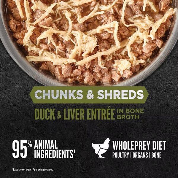 Orijen Grain Free Chunks & Shreds, Duck & Liver Wet Cat Food (3oz) - Majestic Pet Kingdom