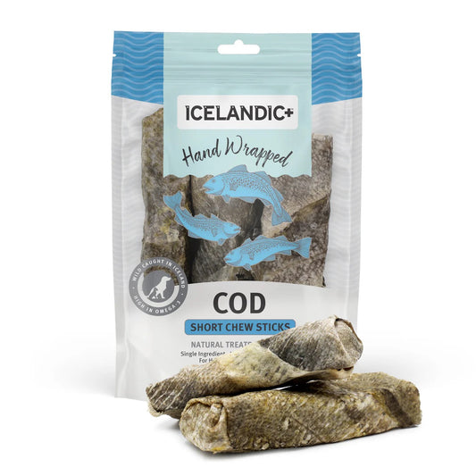 Dog Chews Icelandic Hand-Wrapped Cod Skin 5-Inch Sticks 3pk - Main Feature View | Majestic Pet Kingdom