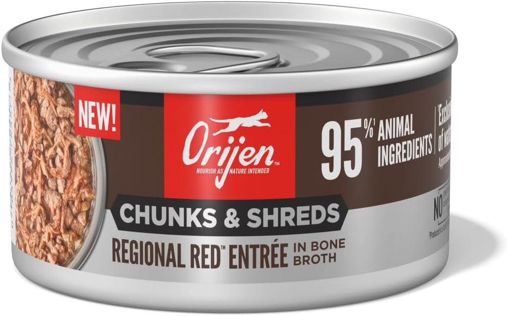 Orijen Grain Free Chunks & Shreds, Regional Red Wet Cat Food (3oz) - Majestic Pet Kingdom