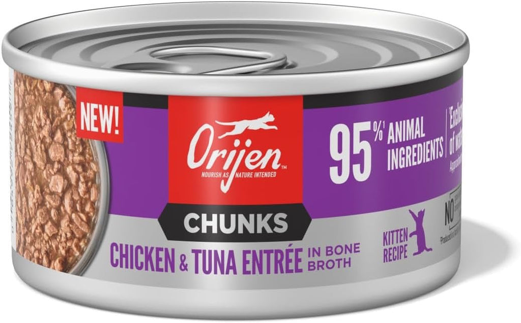 Orijen Grain Free Chunks & Shreds, Kitten Chicken & Tuna Wet Cat Food (3oz) - Majestic Pet Kingdom