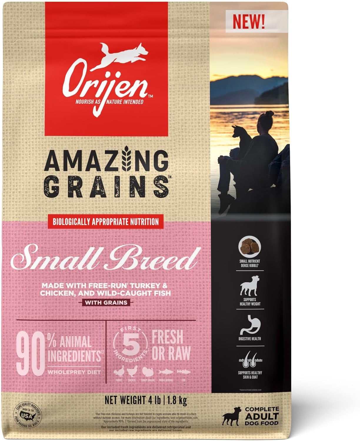 Dog Food Orijen Amazing Grains Small Breed High Protein Bag