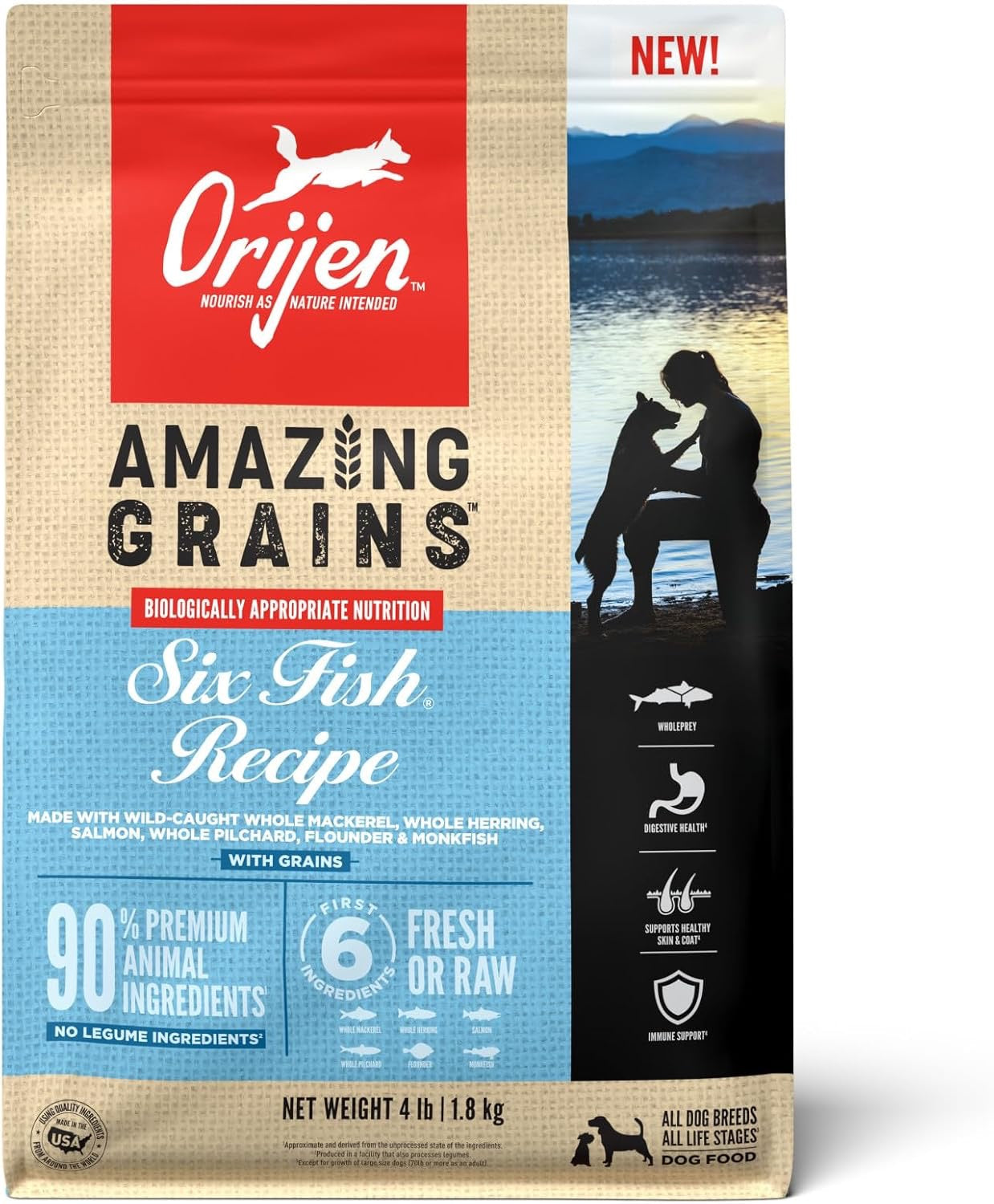 Dog Food Orijen Amazing Grains Six Fish High Protein Kibble