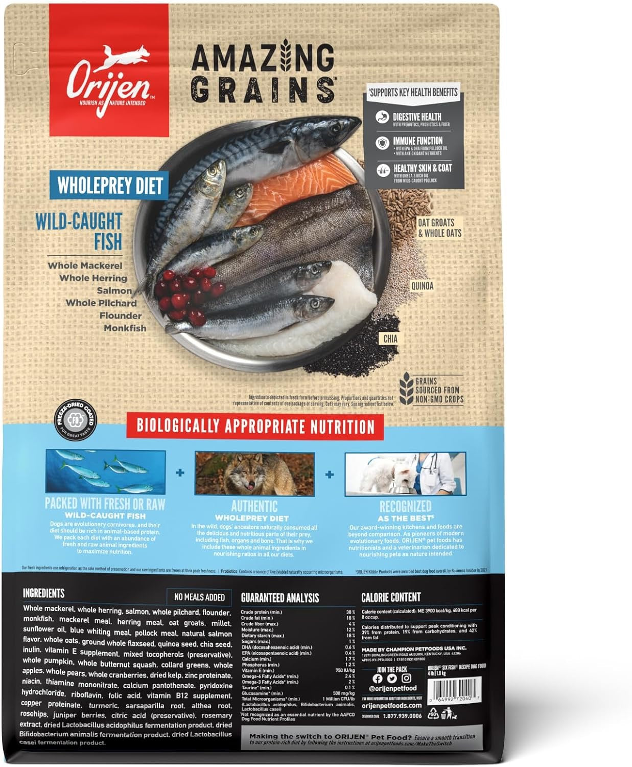 Dog Food Orijen Amazing Grains Six Fish High Protein Kibble