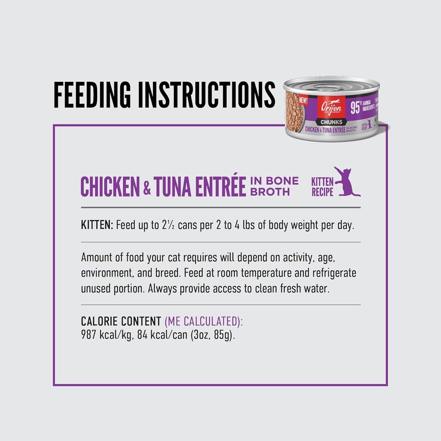 Orijen Grain Free Chunks & Shreds, Kitten Chicken & Tuna Wet Cat Food (3oz) - Majestic Pet Kingdom