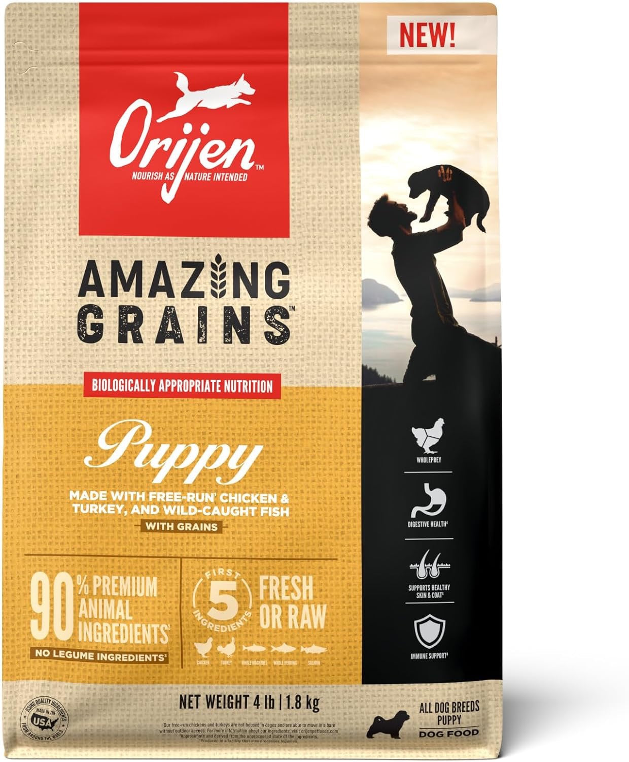 Dog Food Orijen Amazing Grains Puppy High Protein Dry Kibble