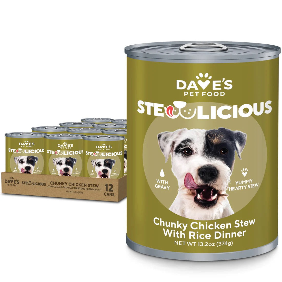 Dave's Stewlicious Chunky Chicken & Rice Wet Dog Food (13.2oz) - Majestic Pet Kingdom