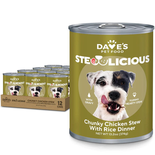 Dave's Stewlicious Chunky Chicken & Rice Wet Dog Food (13.2oz) - Majestic Pet Kingdom