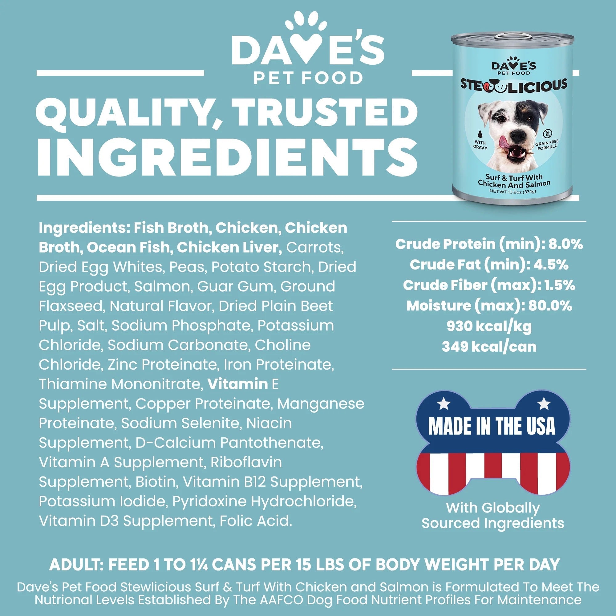 Dave's Stewlicious Surf & Turf w/ Chicken & Salmon Wet Dog Food (13.2oz) - Majestic Pet Kingdom