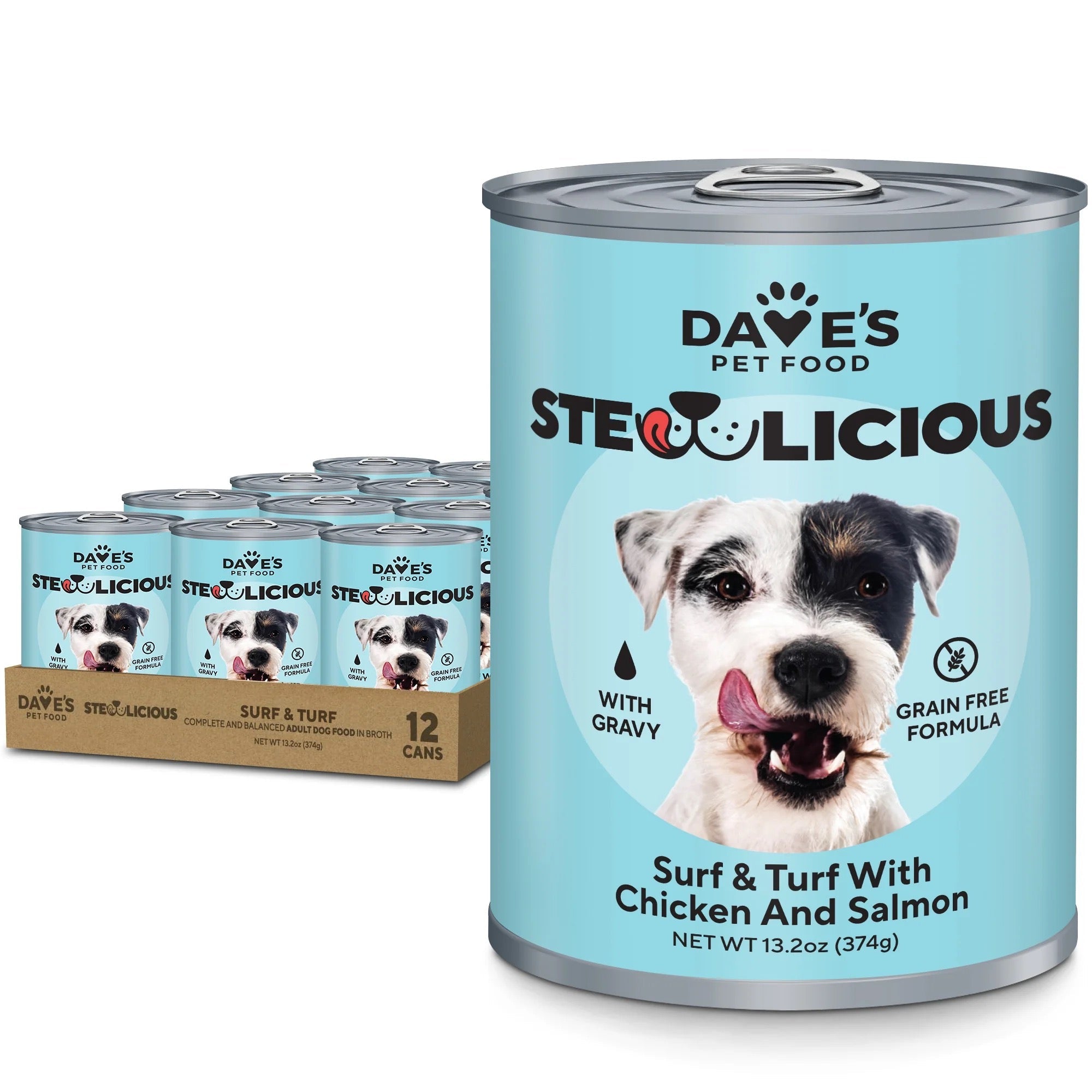 Dave's Stewlicious Surf & Turf w/ Chicken & Salmon Wet Dog Food (13.2oz) - Majestic Pet Kingdom