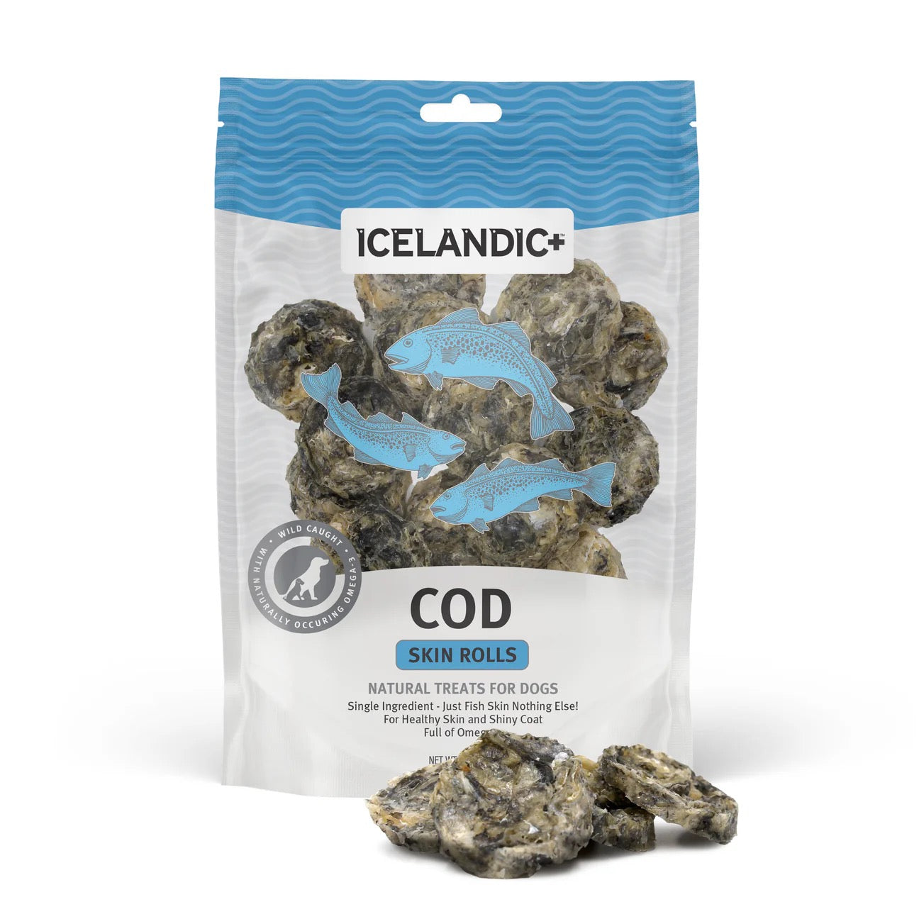 Dog Treats Icelandic Cod Skin Rolls Natural Dental Chews 3oz