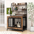 Industrial Dog Kennel Dog Crate Furniture with Storage Shelves - Majestic Pet Kingdom