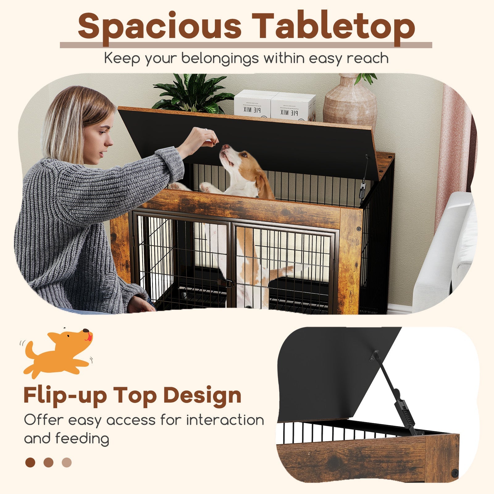 Industrial Dog Kennel with Flip-up Top 3 Lockable Doors and Removable Tray | Purrfect Pet Kingdom
