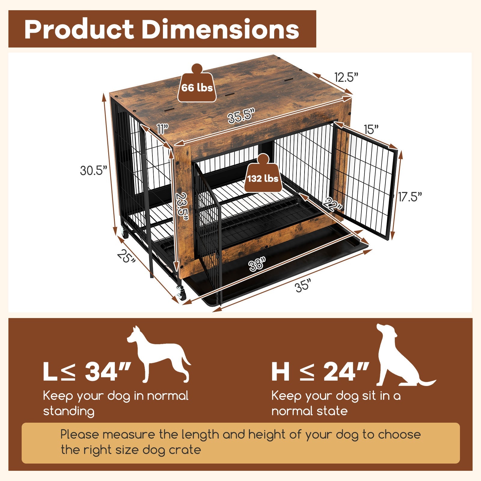 Industrial Dog Kennel with Flip-up Top 3 Lockable Doors and Removable Tray | Purrfect Pet Kingdom
