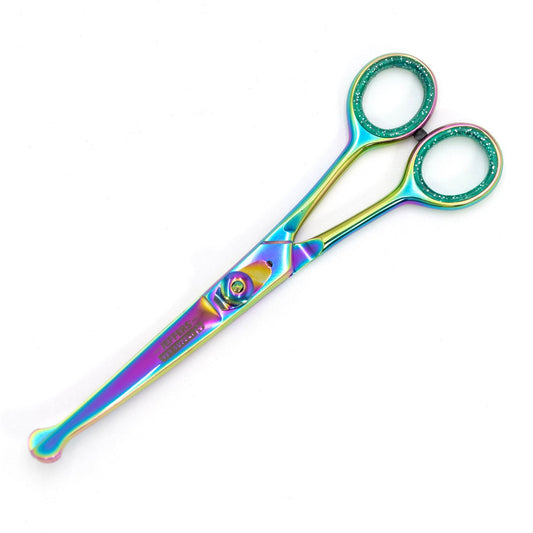 Jeffers Ball-Tip Curved Grooming Shear in Multicolored Stainless | Majestic Pet Kingdom™