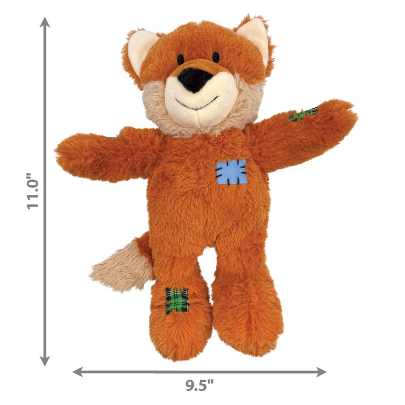 Dog Plush Toy KONG Wild Knots Fox Internal Rope Squeaky Play