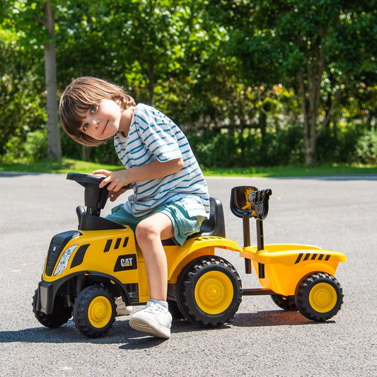 Kids Ride on Tractor Licensed Caterpillar with Detachable Trailer No Power-Yellow | Purrfect Pet Kingdom