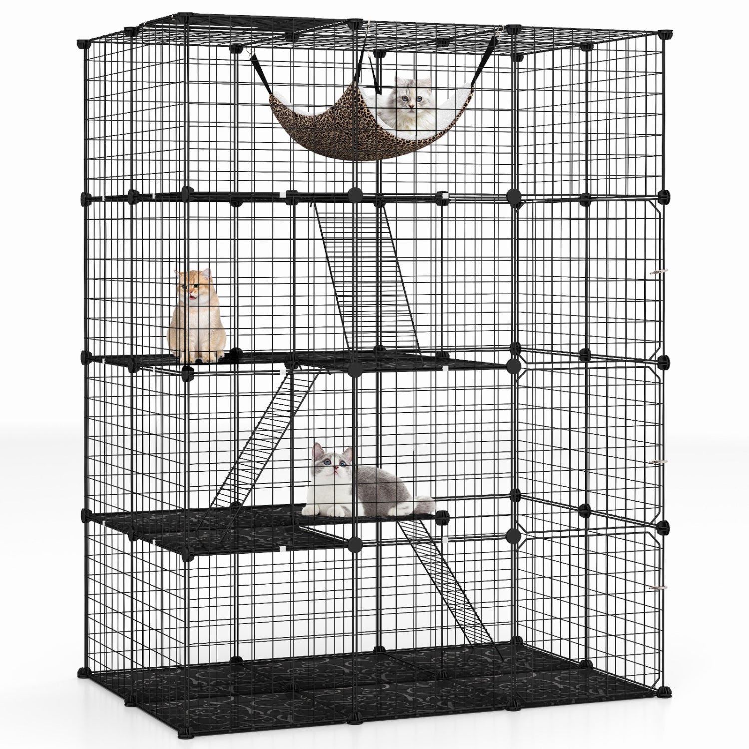4-Tier Cat Cage with Skylight and Hammock for 1-4 Cats