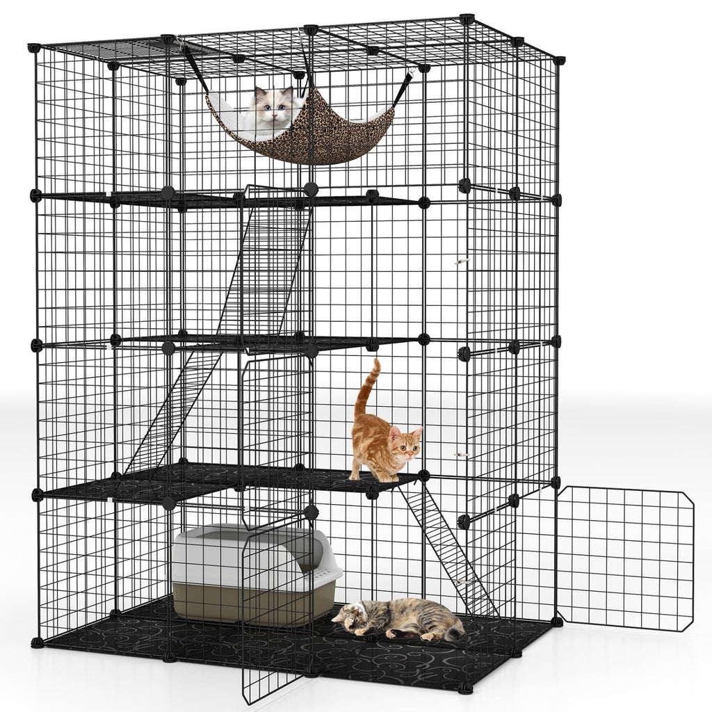 4-Tier Cat Cage with Skylight and Hammock for 1-4 Cats