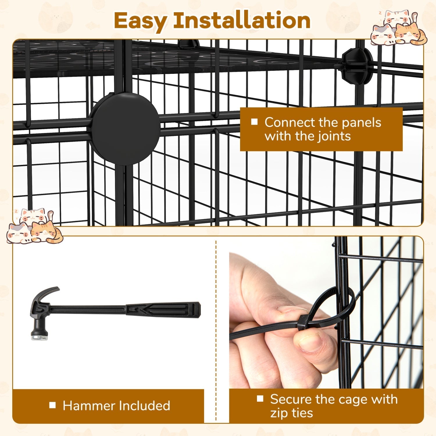 4-Tier Cat Cage with Skylight and Hammock for 1-4 Cats