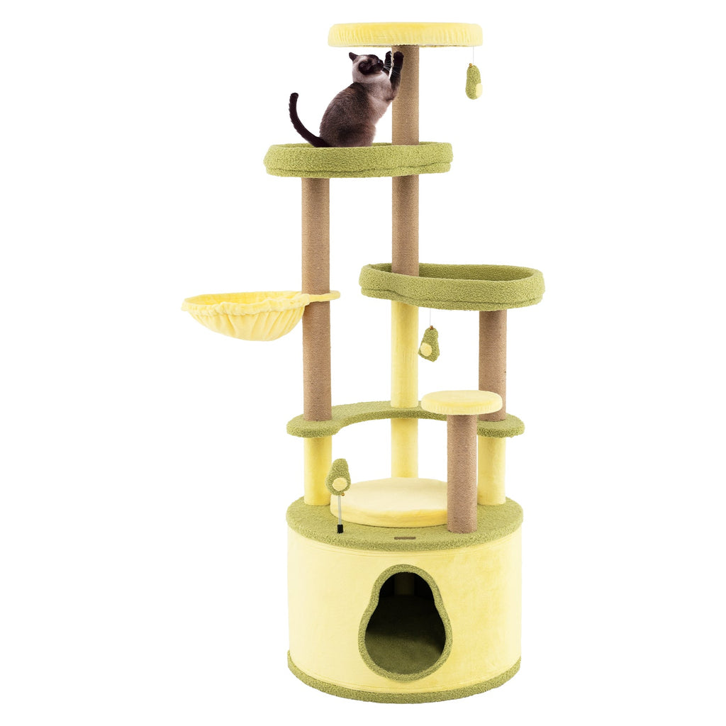 Large Avocado Cat Tree Multi-level Cat Tower with Private Condo-Green - Majestic Pet Kingdom