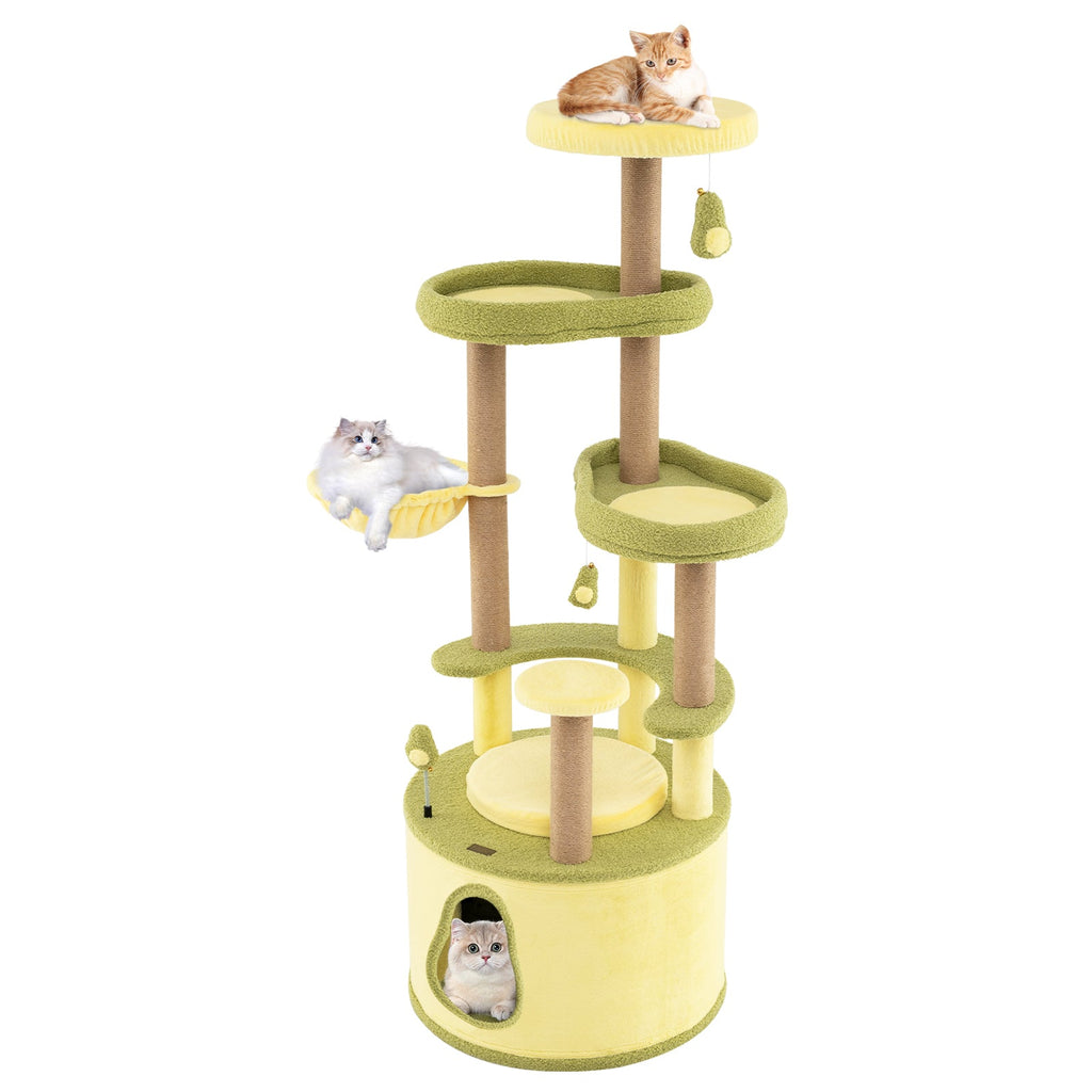 Large Avocado Cat Tree Multi-level Cat Tower with Private Condo-Green - Majestic Pet Kingdom