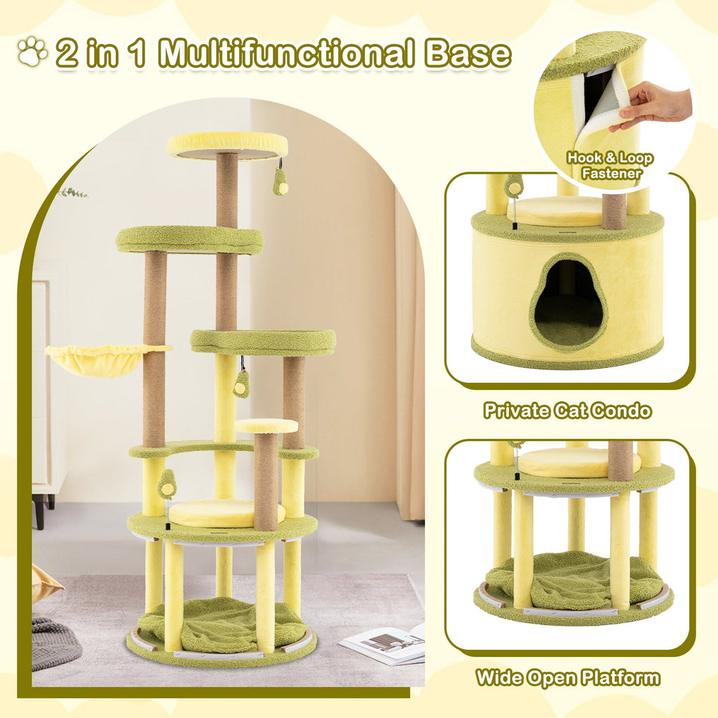 Large Avocado Cat Tree Multi-level Cat Tower with Private Condo-Green - Majestic Pet Kingdom