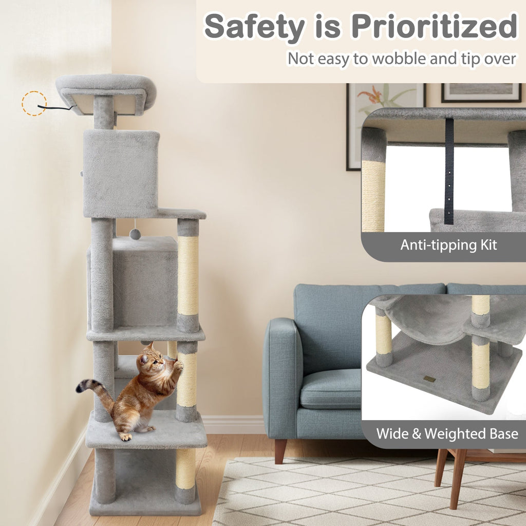 Large Cat Tree for Indoor Cats 70" Tall Cat Tower - Majestic Pet Kingdom