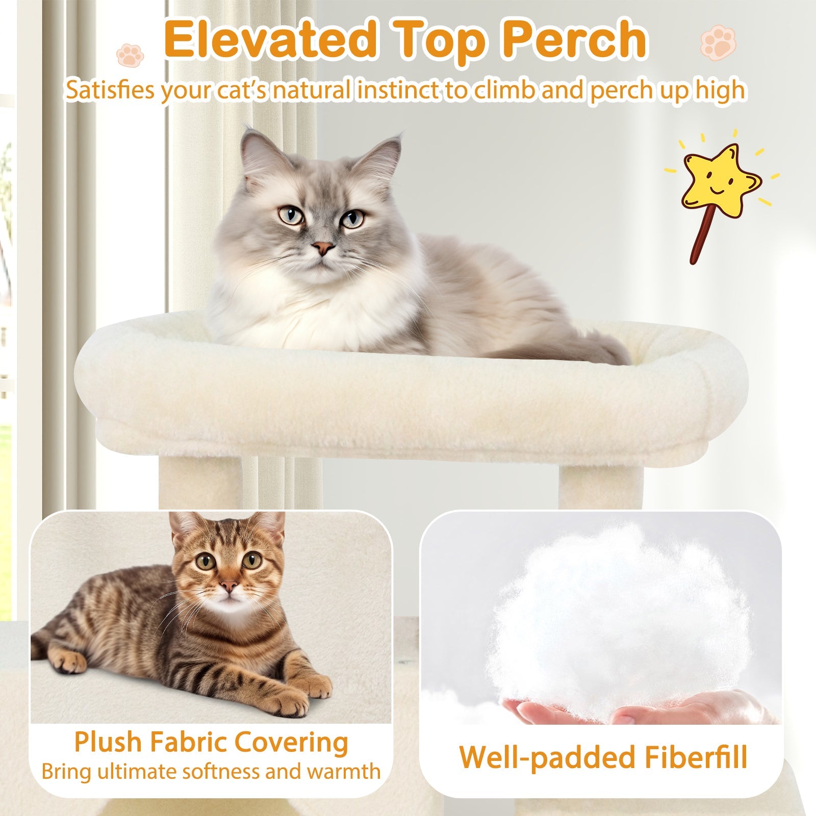 Large Cat Tree for Indoor Cats 70" Tall Cat Tower - Majestic Pet Kingdom