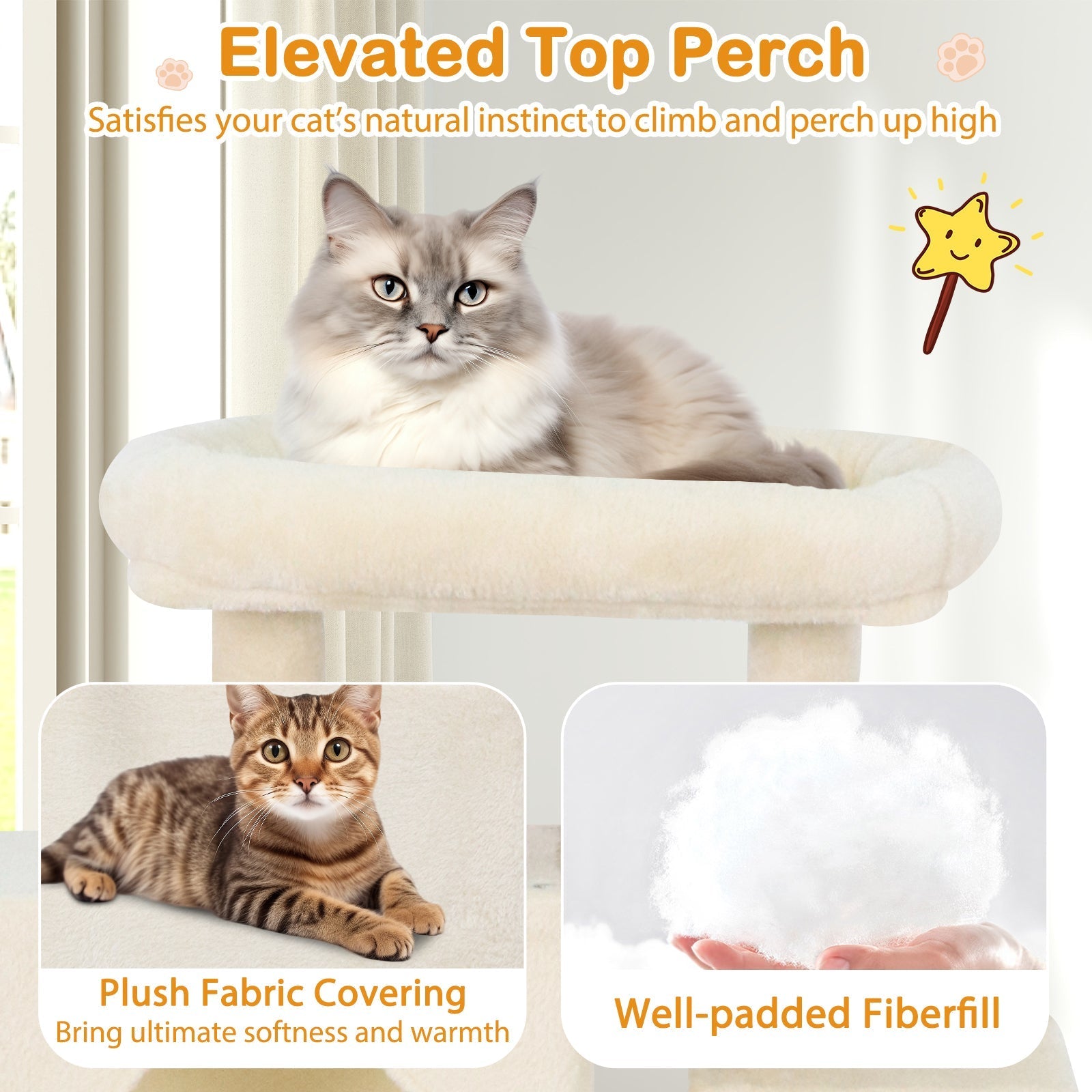 Large Cat Tree for Indoor Cats 70" Tall Cat Tower - Majestic Pet Kingdom