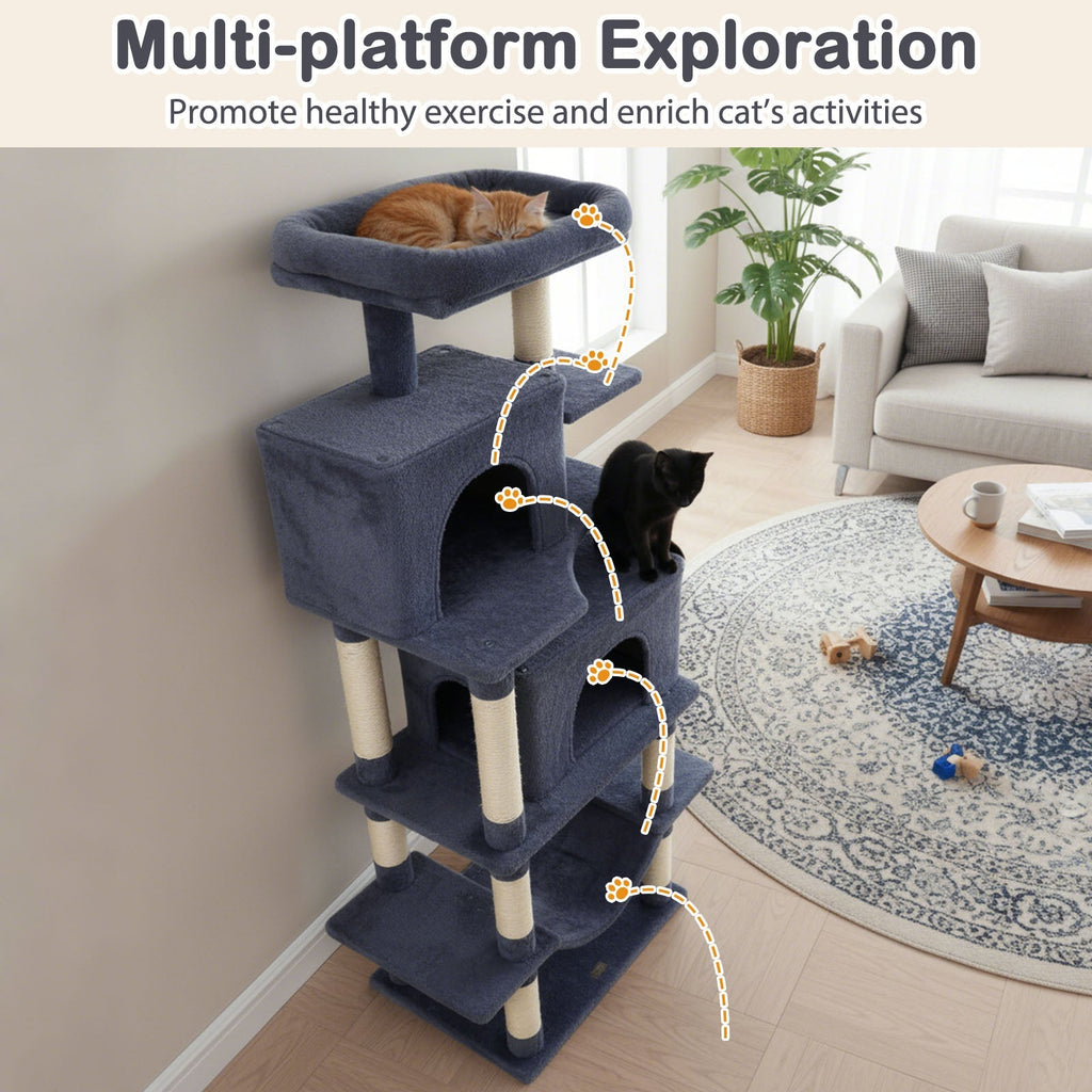 Large Cat Tree for Indoor Cats 70" Tall Cat Tower - Majestic Pet Kingdom