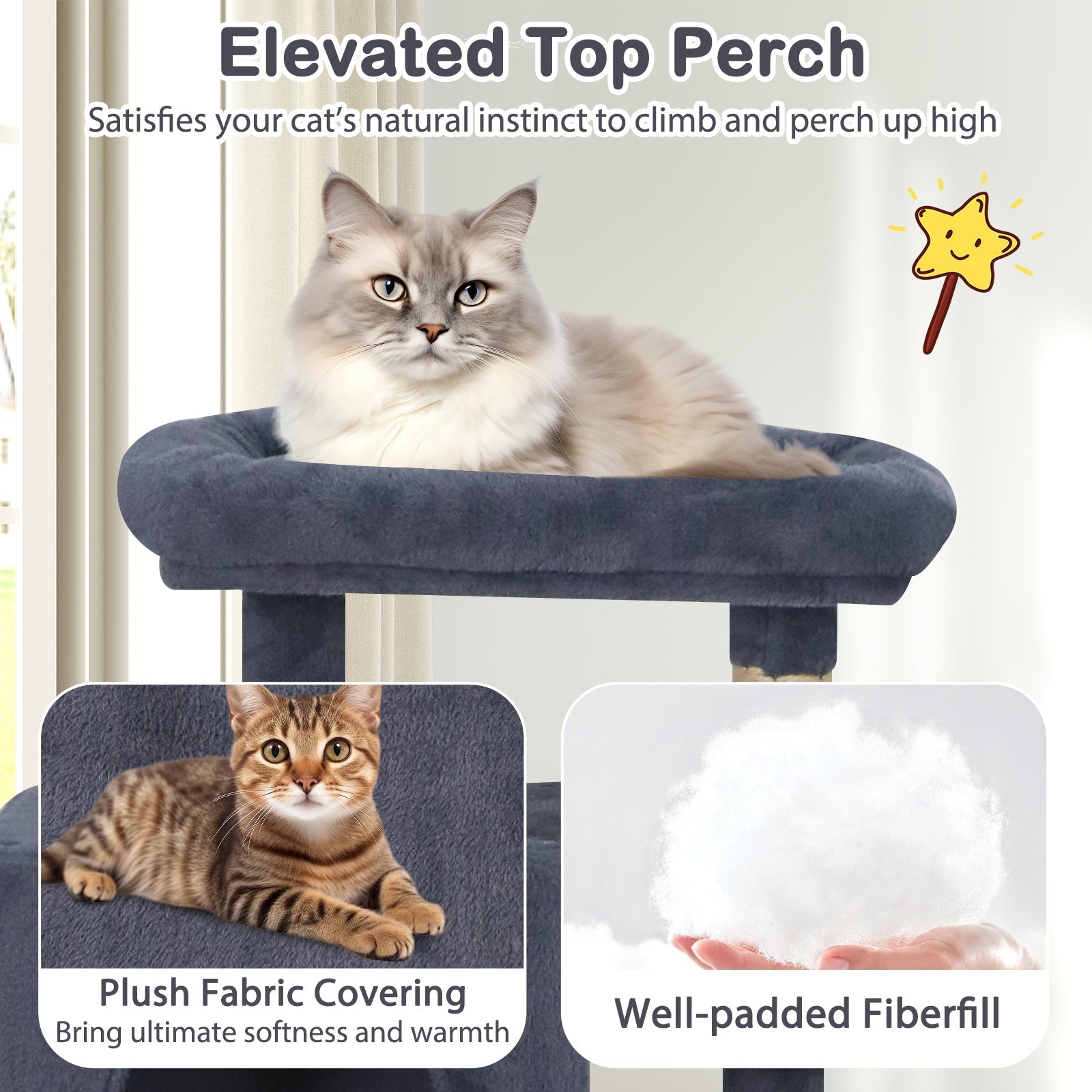 Large Cat Tree for Indoor Cats 70" Tall Cat Tower - Majestic Pet Kingdom