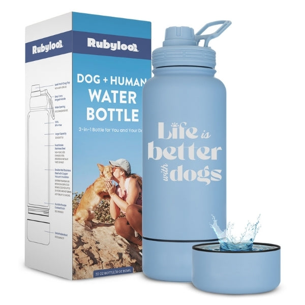 Dog + Human Water Bottle with Detachable Dog Bowl - Majestic Pet Kingdom