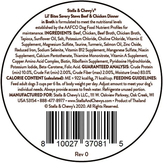 Stella & ’s Lil Bites Stew Beef & Chicken Dog Food (2.7oz) - Majestic Pet Kingdom